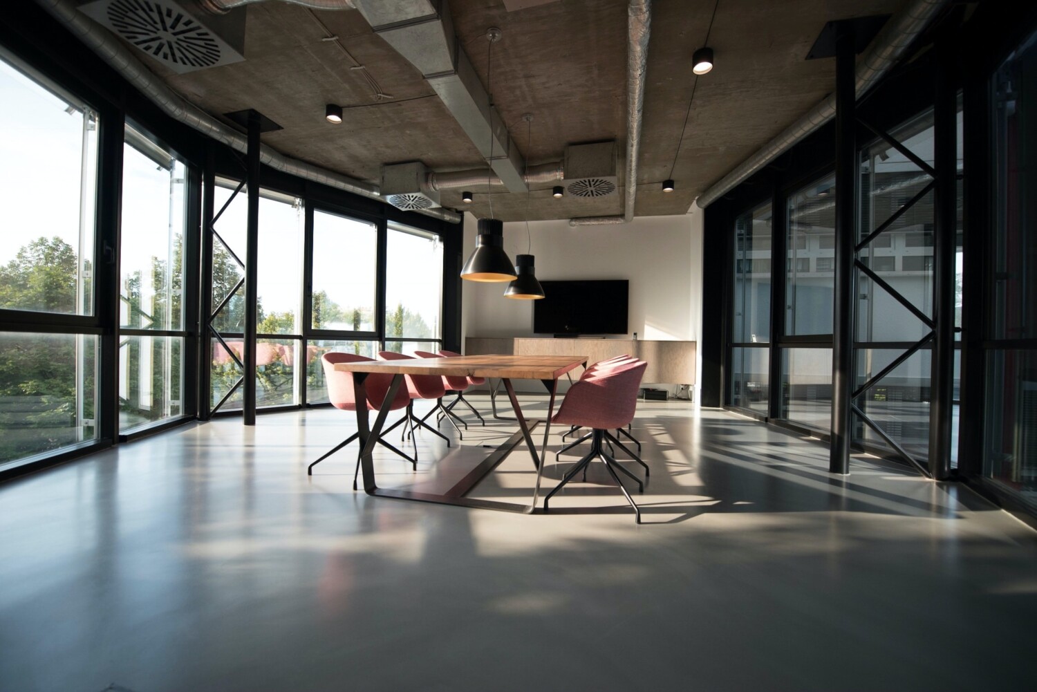 Picture of empty business conference table